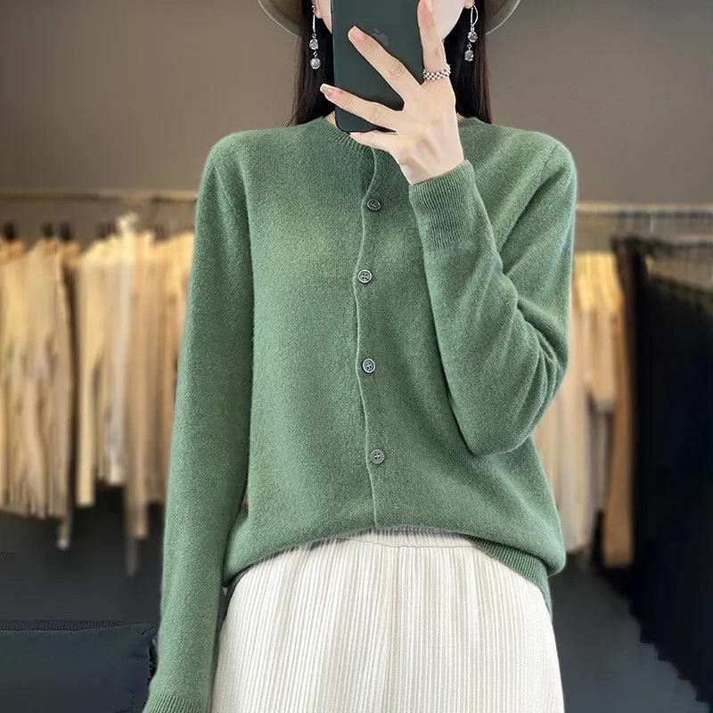 100% Merino Wool Women’s Knit Cardigan