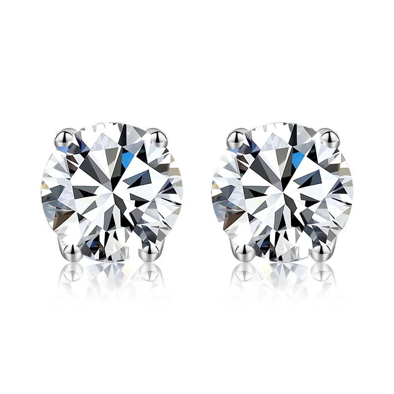 18k Gold Plated Round Shape Moissanite Stud Earrings