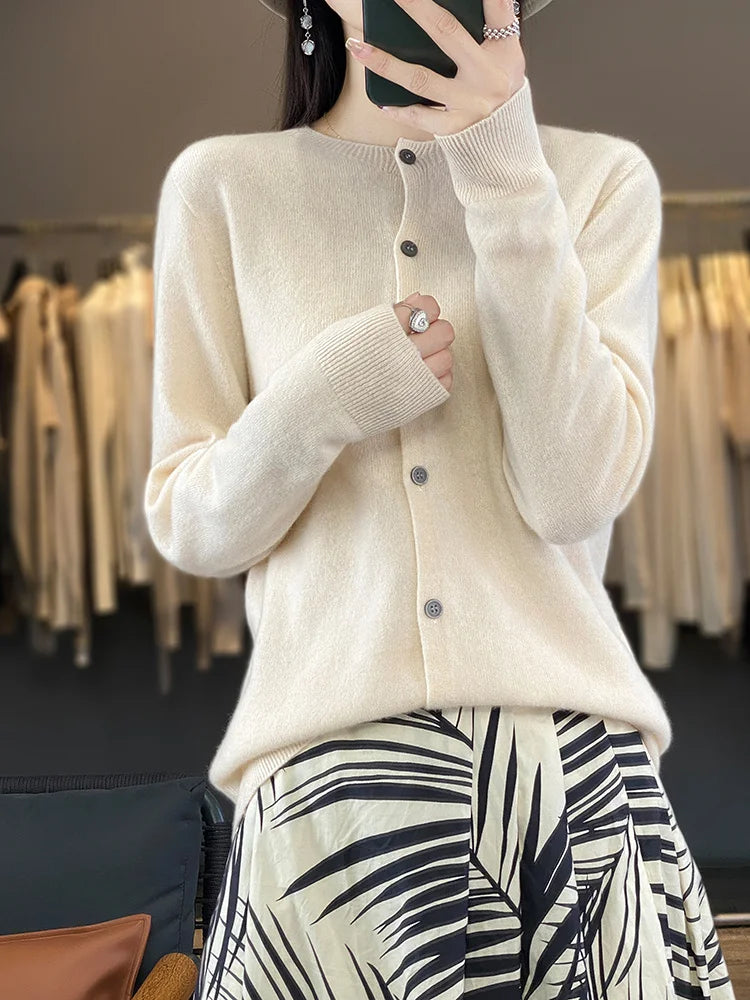 100% Merino Wool Women’s Knit Cardigan