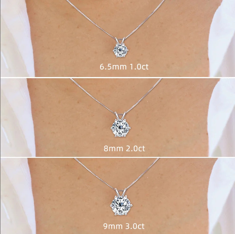 Moissanite Pendant Necklace – 0.5ct to 5ct Round Cut