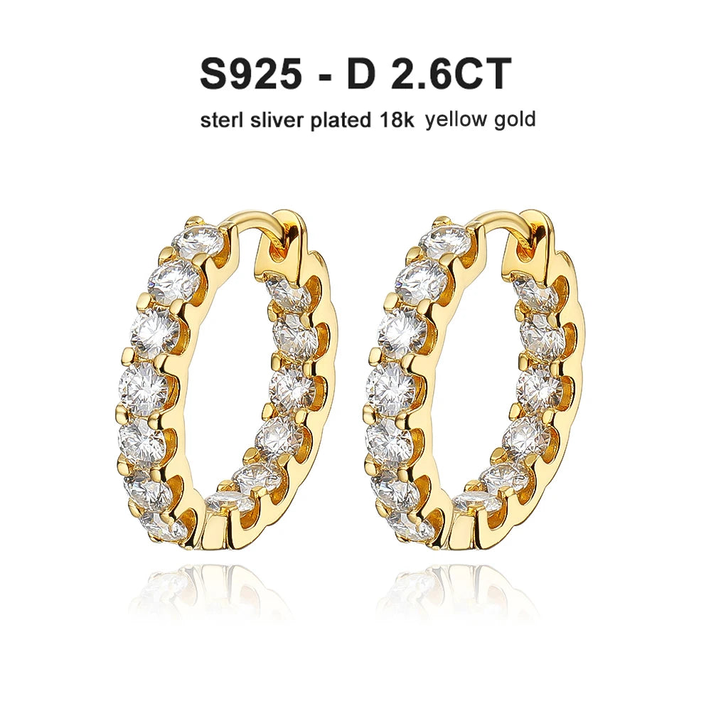2.6 Carat Moissanite Gold Plated Hoop Earring Anniversary Gift