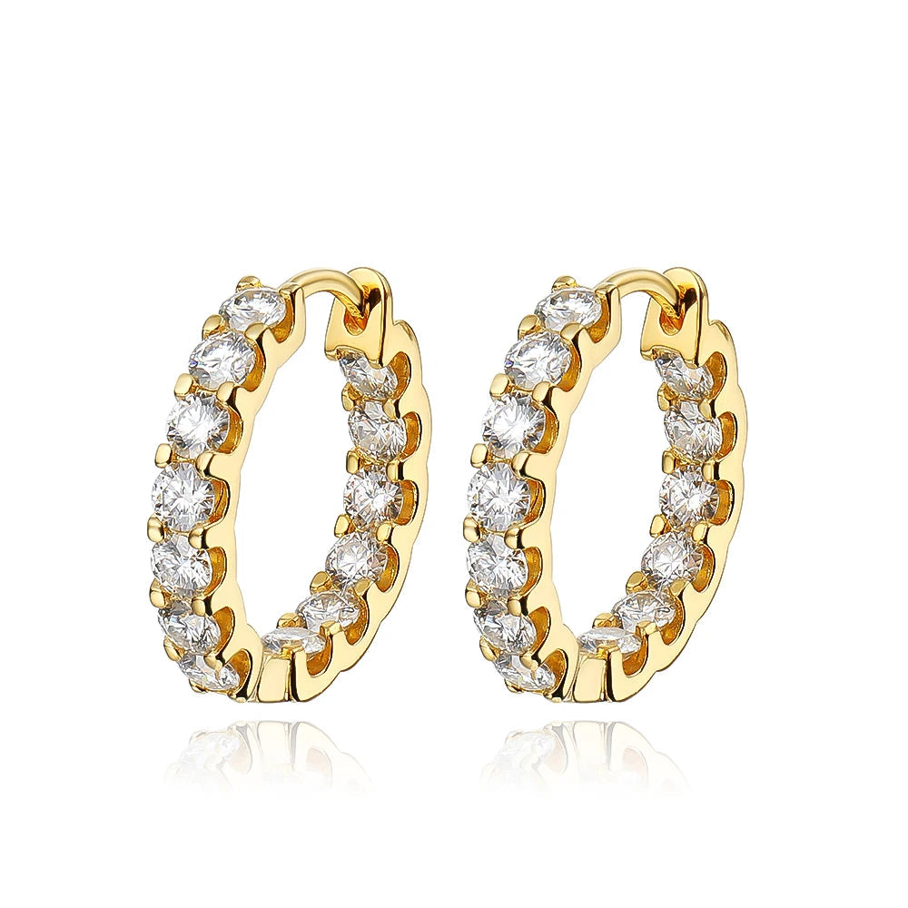 2.6 Carat Moissanite Gold Plated Hoop Earring Anniversary Gift