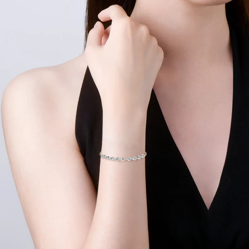 18K Gold Plated Moissanite Charm Bracelet – 9-Stone D Color VVS1