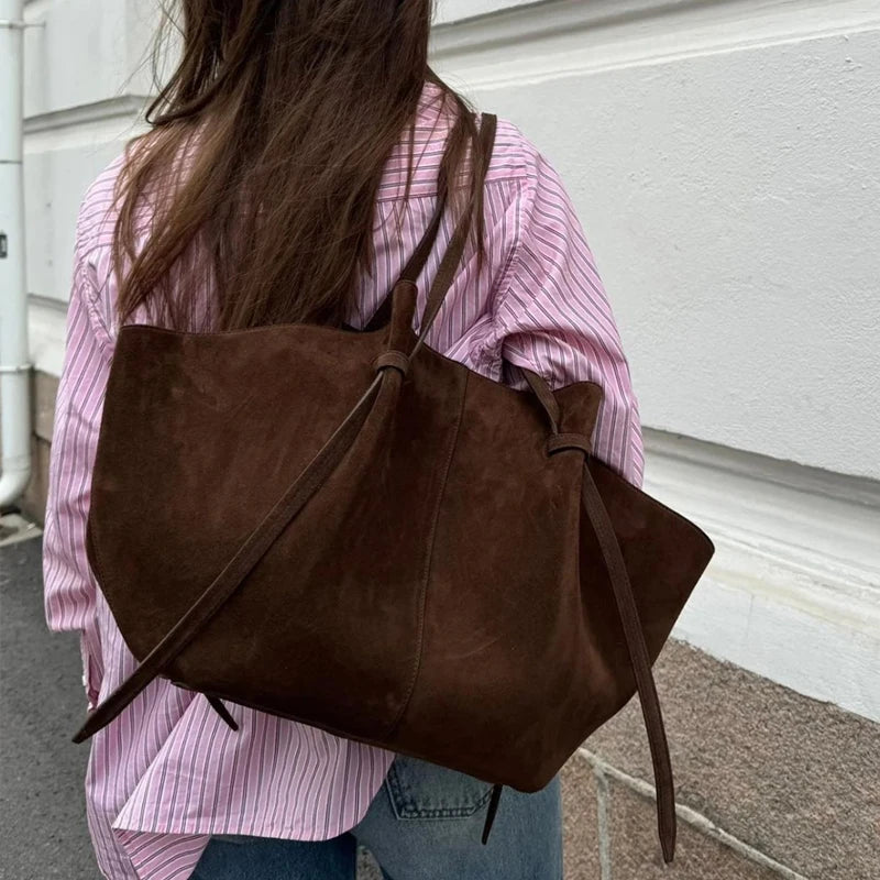 Custom Initials Large Capacity Faux Suede Tote Bag