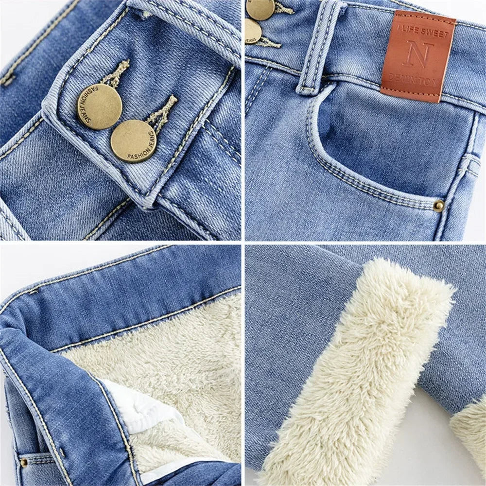 Thick Velvet Lined High Waist Skinny Jeans