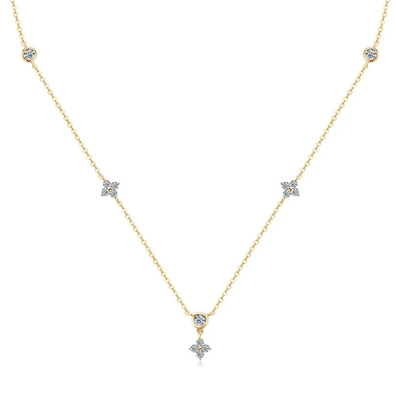 Clover Design Moissanite Necklace - Four-leaf Flower Necklace