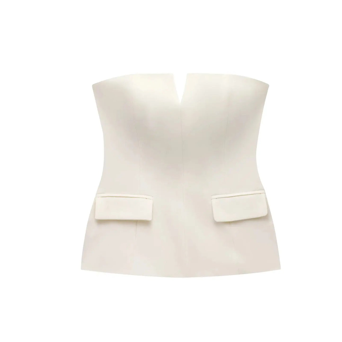 Strapless Blazer Design Crop Top