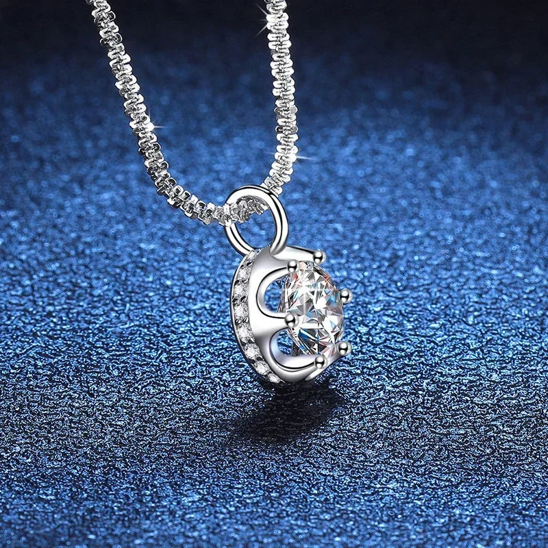 Crown Shaped 2CT Moissanite Pendant Necklace