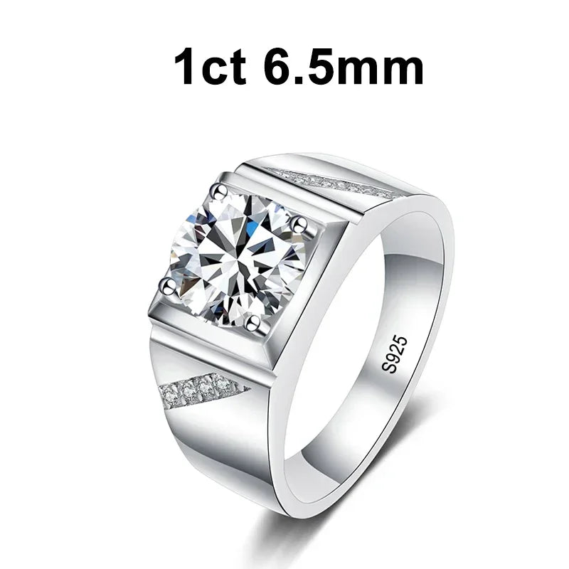 Moissanite Men's White Gold Plated Ring