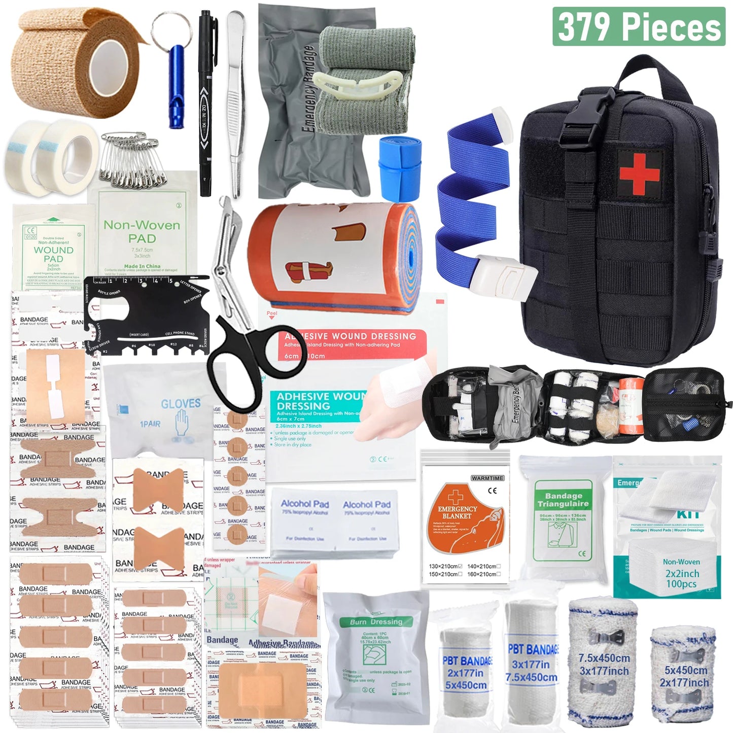 379pcs Elite First Aid Kit | Professional Emergency Bag for Home & Office