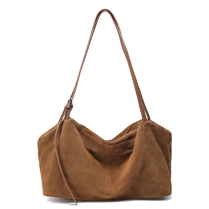 Genuine Leather Suede Large Shoulder Bag