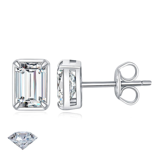 Emerald Cut 1.6 Carat Moissanite Stud Earrings – Luxury Gift for Her
