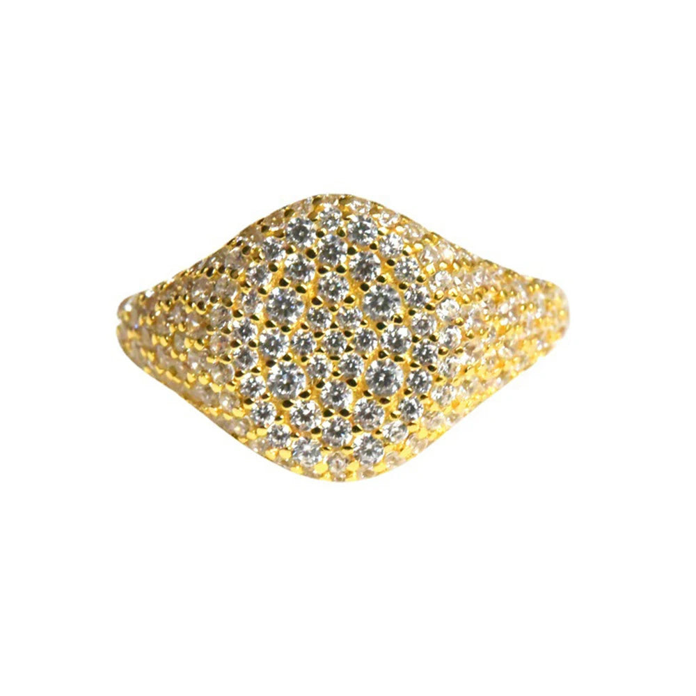 18K Gold Plated Full Moissanite Pinky Ring