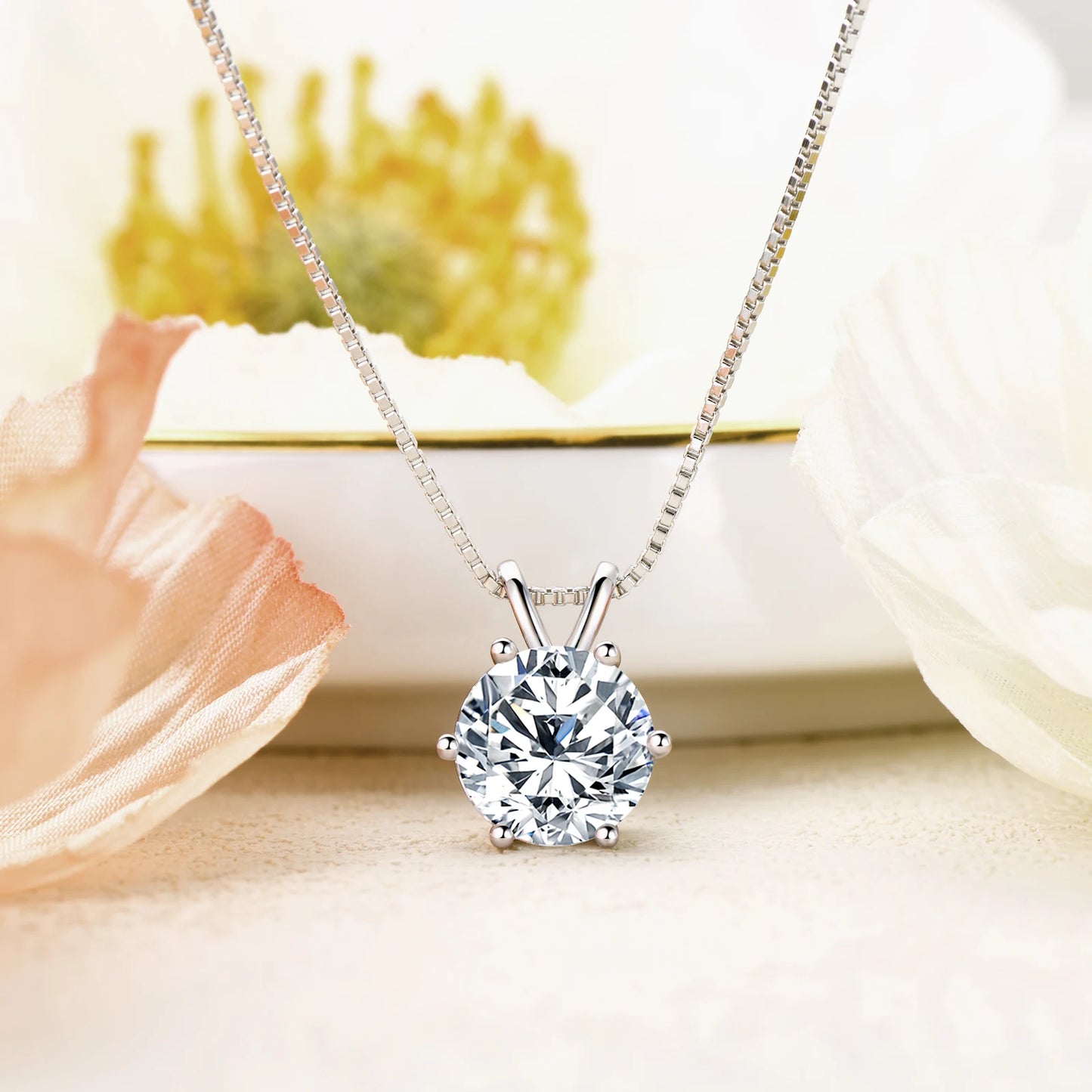 Moissanite Pendant Necklace – 0.5ct to 5ct Round Cut