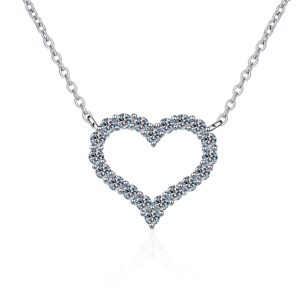 Heart Shape Moissanite Pendant Necklace - Valentine's Gift For Her