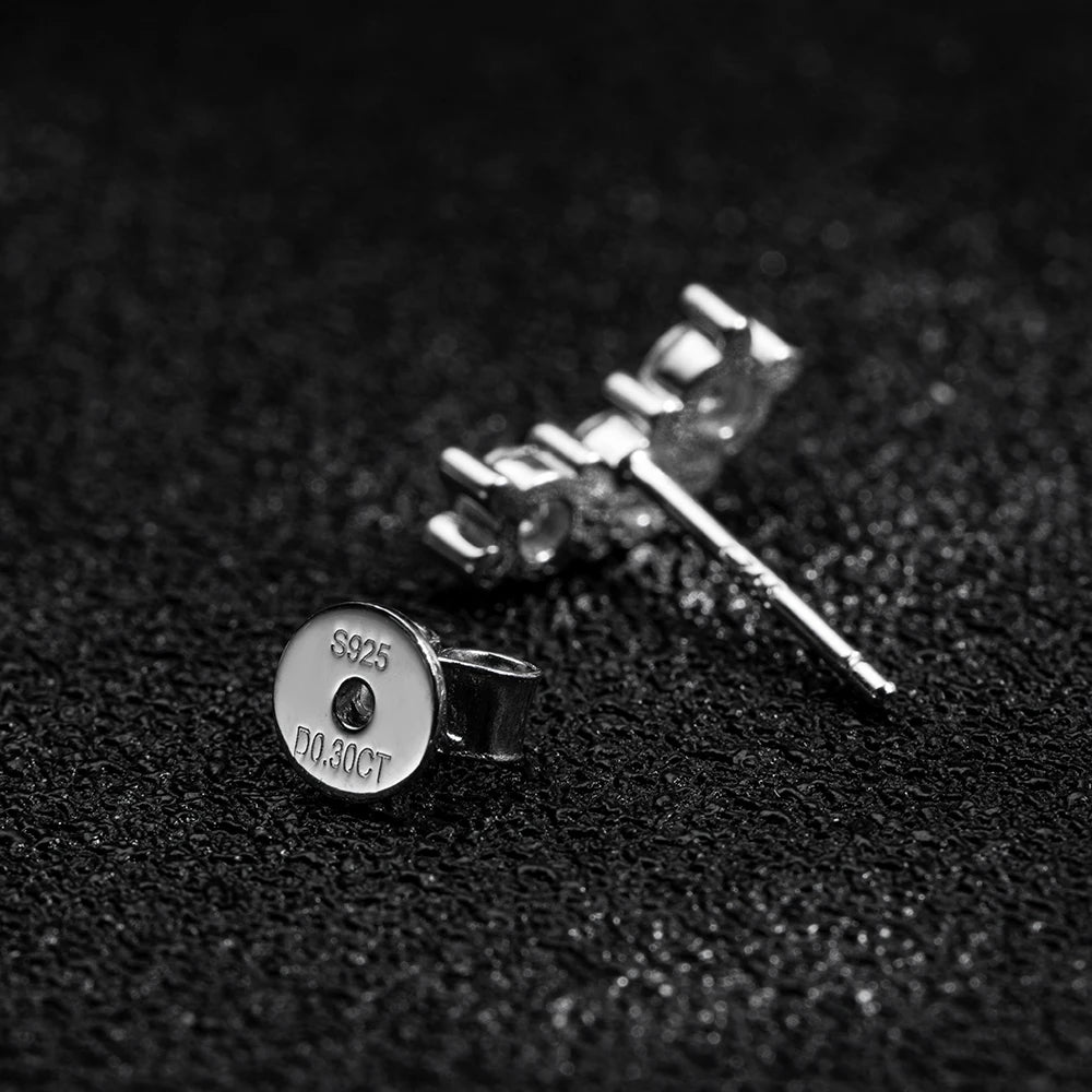 3-Stone Moissanite Stud Earrings – 18K Gold Plated, Gift for Her