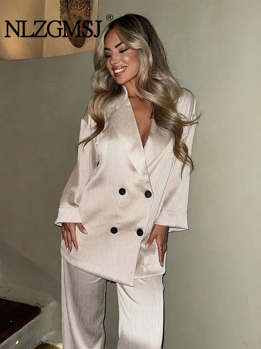 Oversized Blazer & Wide-Leg Trousers Suit