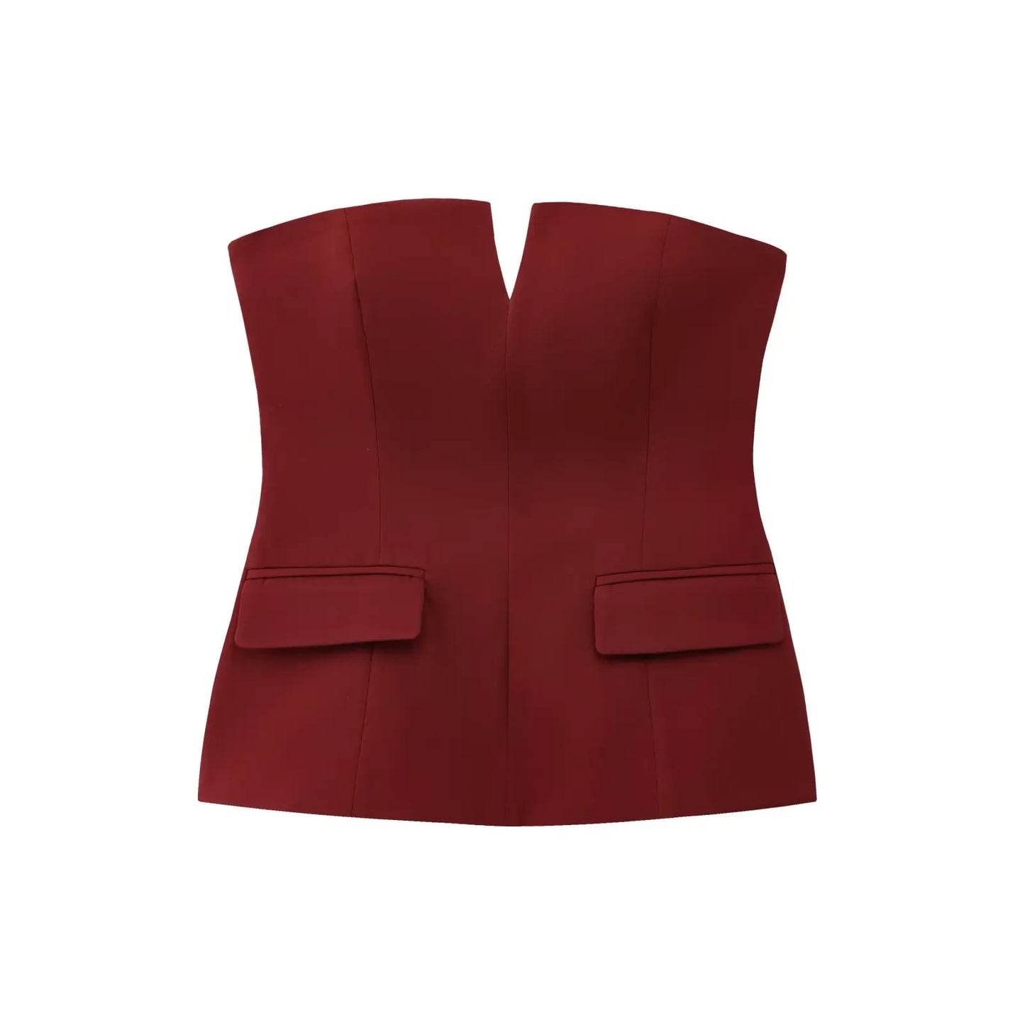 Strapless Blazer Design Crop Top
