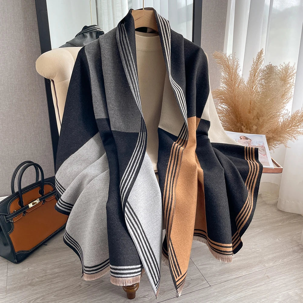 Geometric Cashmere Double-sided Scarf 180*65CM