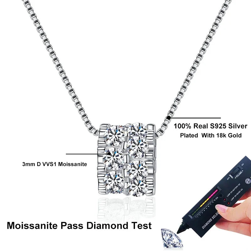 Ring-Shaped Moissanite Pendant Gold Plated Necklace