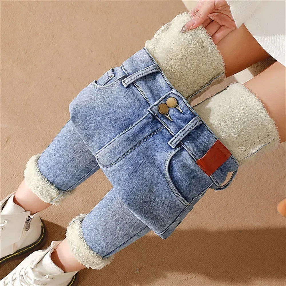 Thick Velvet Lined High Waist Skinny Jeans