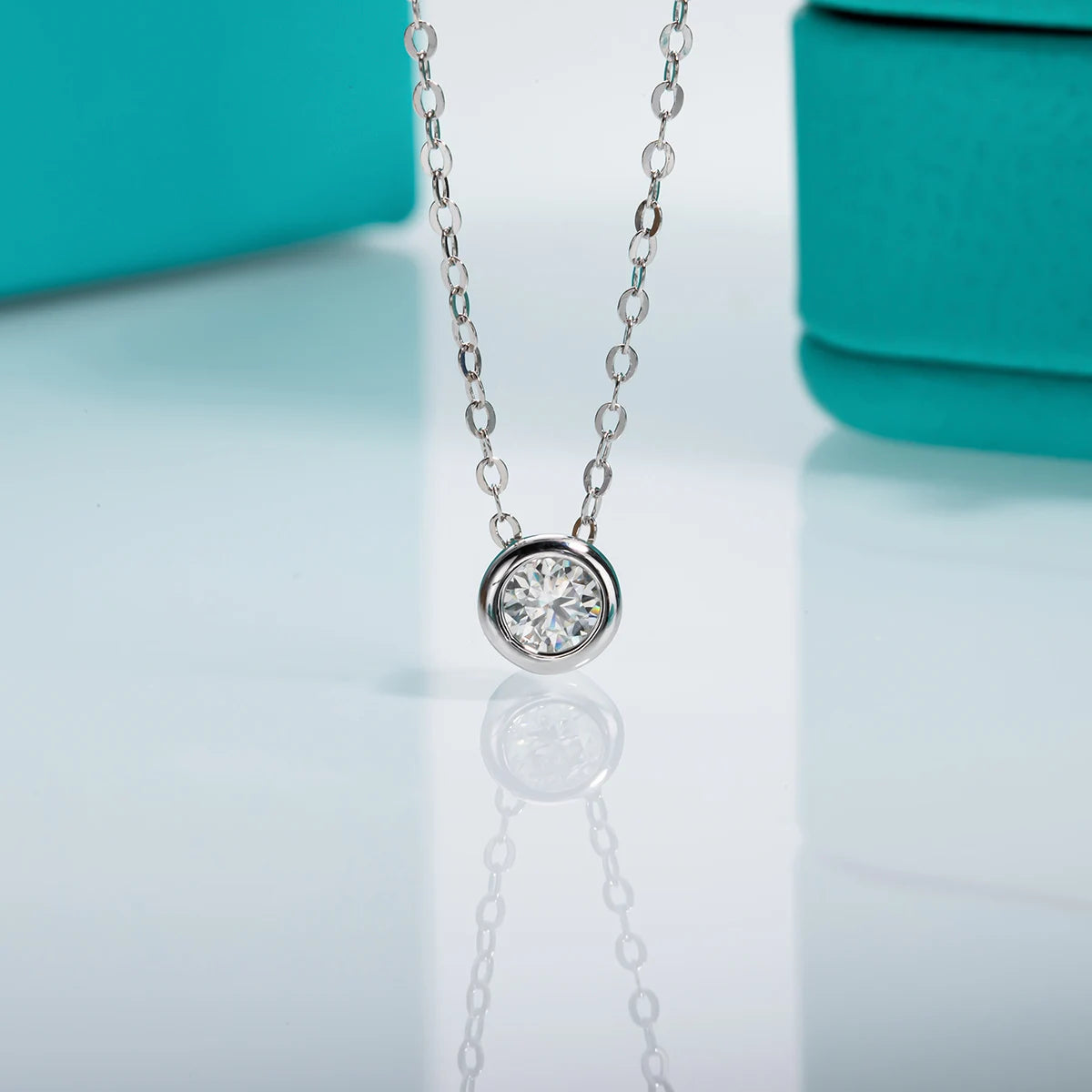 18K Gold Plated 0.3ct Moissanite Round Brilliant Cut Necklace