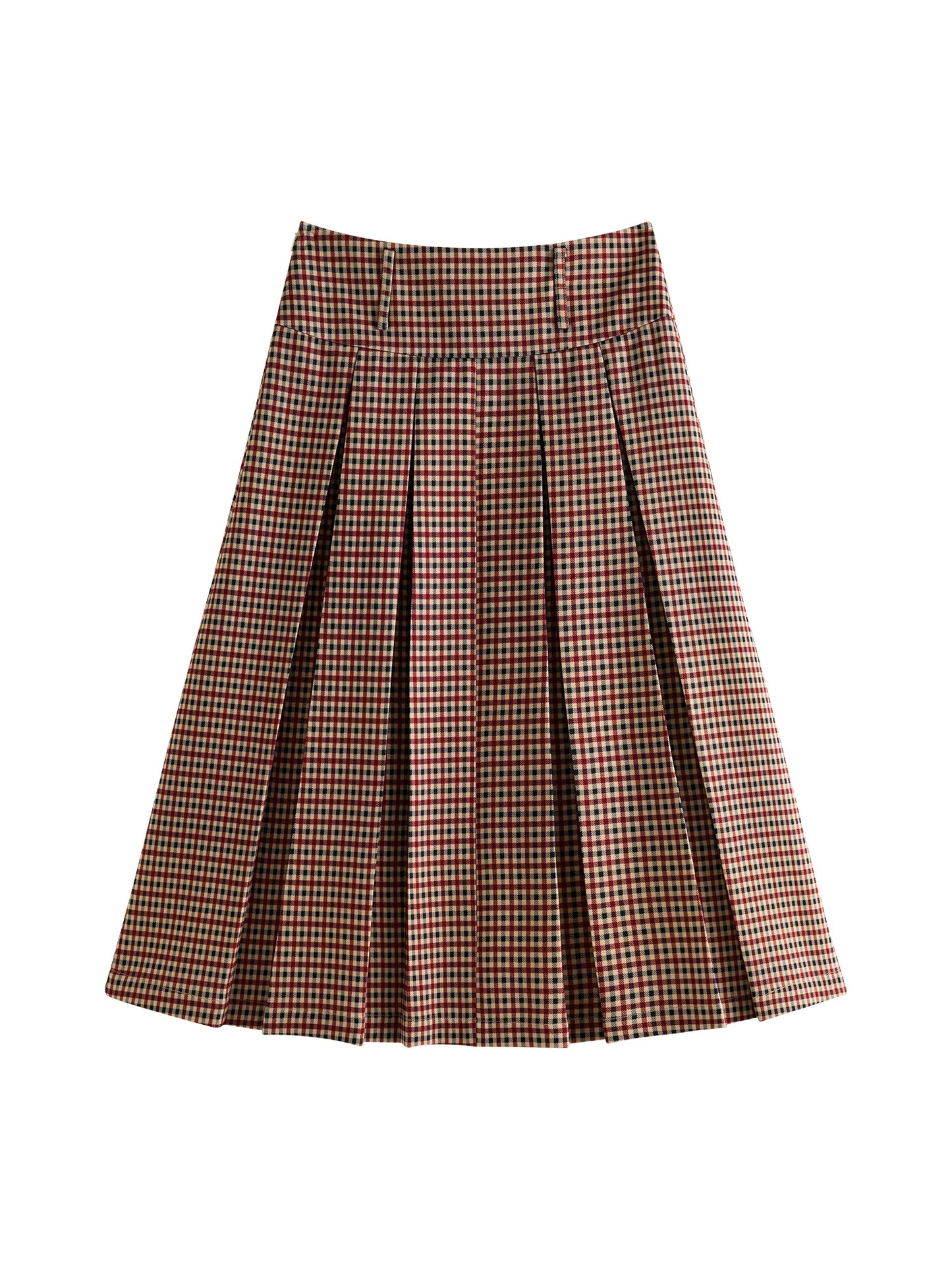 Checkerboard Coat and Pleated Skirt Set