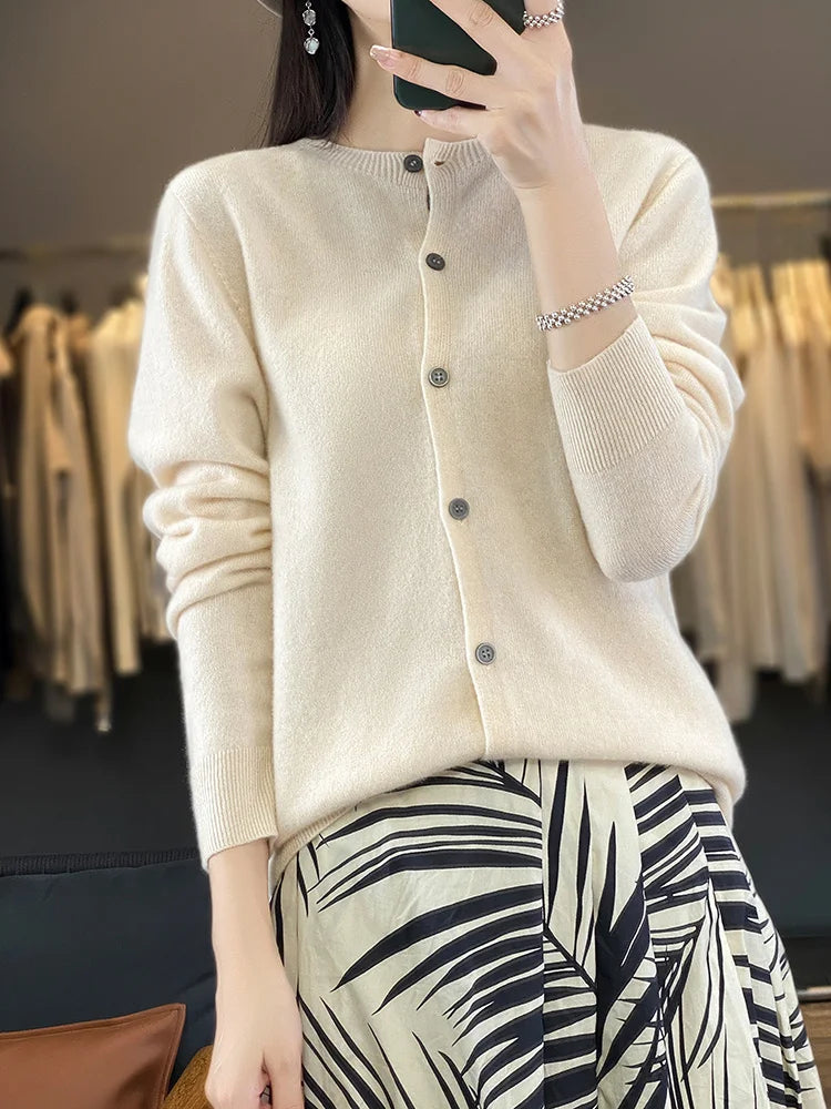 100% Merino Wool Women’s Knit Cardigan