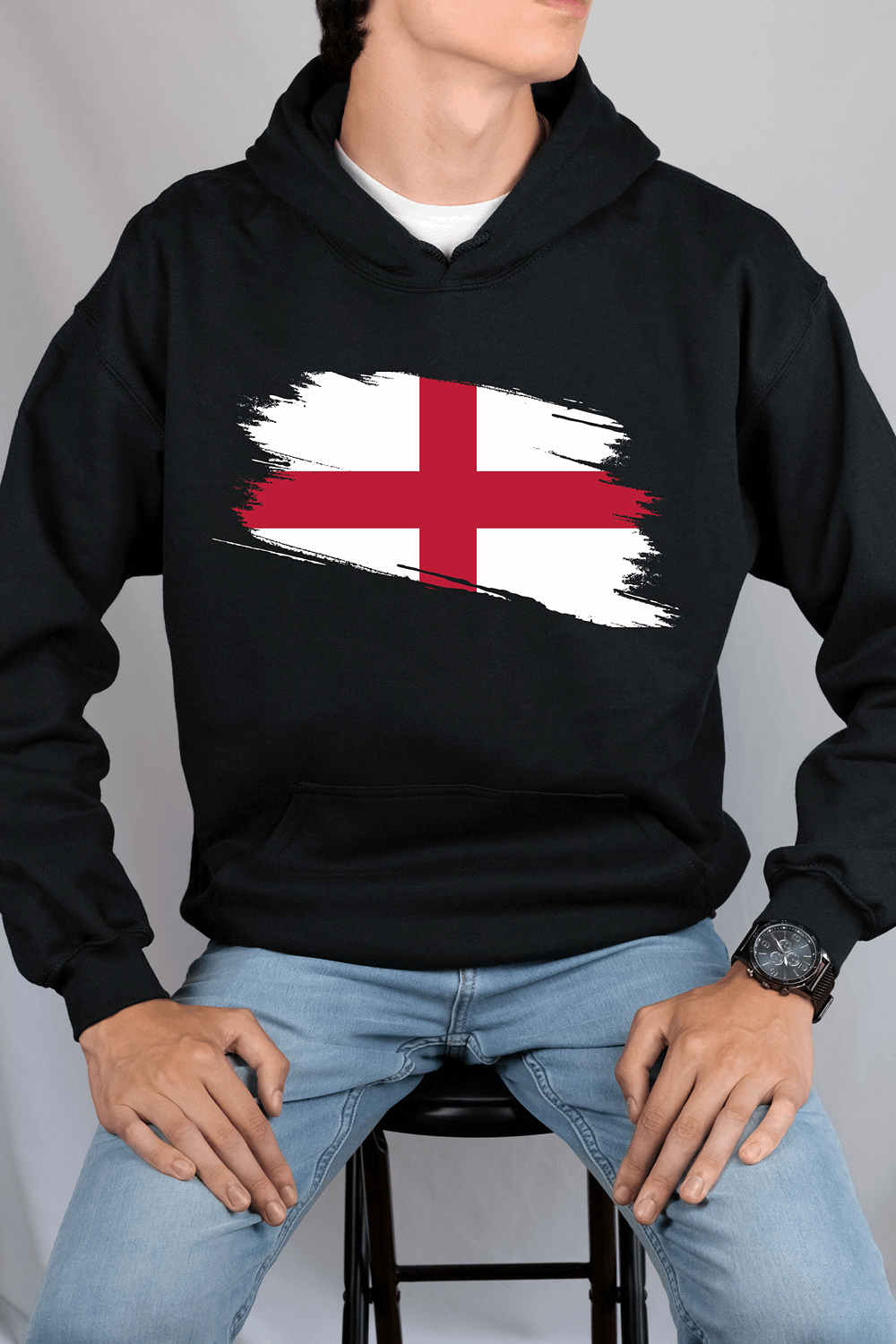 England Flag Printed Cotton Hoodie - Perfect for Patriotic Fans!