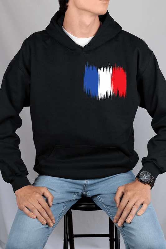 France Flag Printed Cotton Hoodie