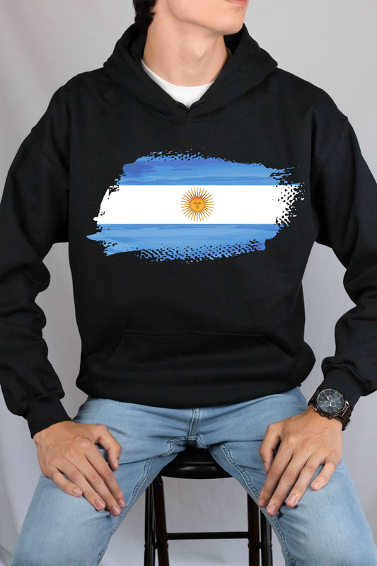 Argentina Flag Printed Cotton Hoodie