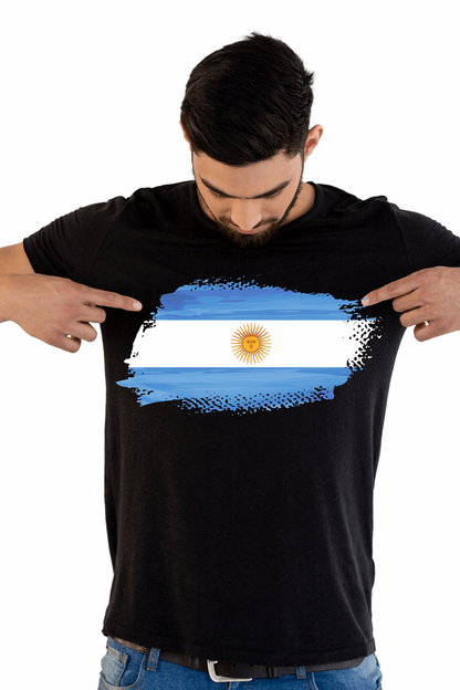 Argentina Flag Printed 100% Cotton T-Shirt