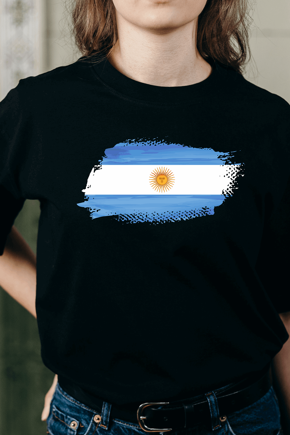 Argentina Flag Printed 100% Cotton T-Shirt