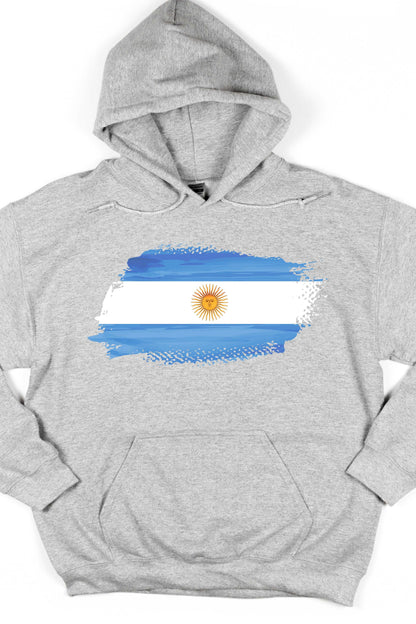 Argentina Flag Printed Cotton Hoodie