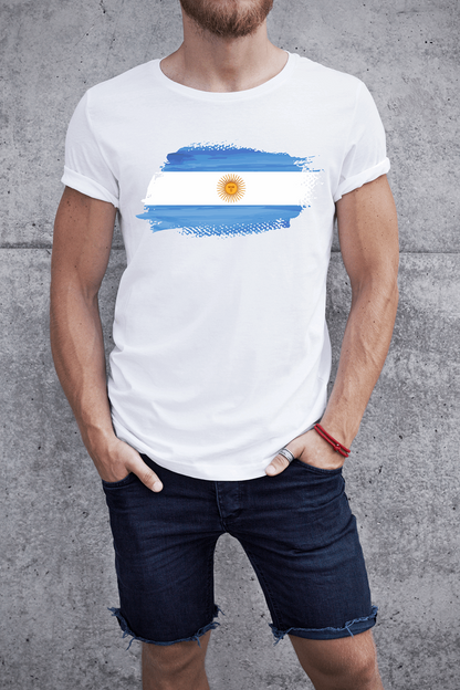 Argentina Flag Printed 100% Cotton T-Shirt