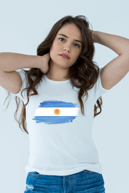 Argentina Flag Printed 100% Cotton T-Shirt