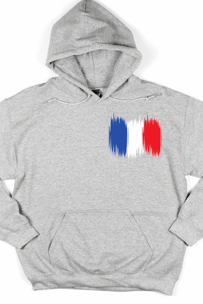 France Flag Printed Cotton Hoodie