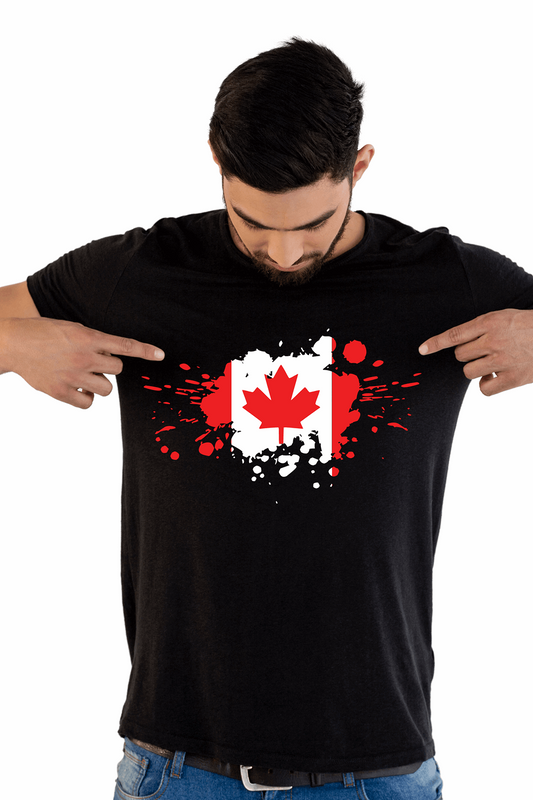 Canada Flag Printed 100% Cotton T-Shirt