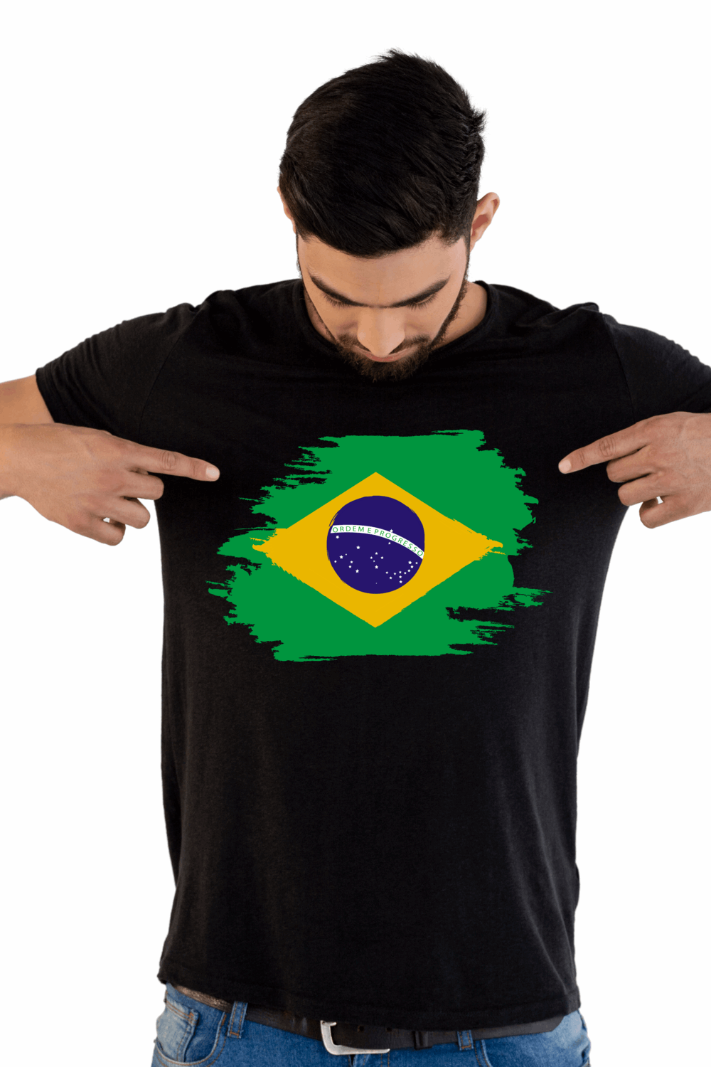 Brazil Flag Printed 100% Cotton T-Shirt