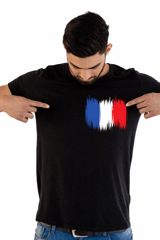 France Flag Printed 100% Cotton T-Shirt