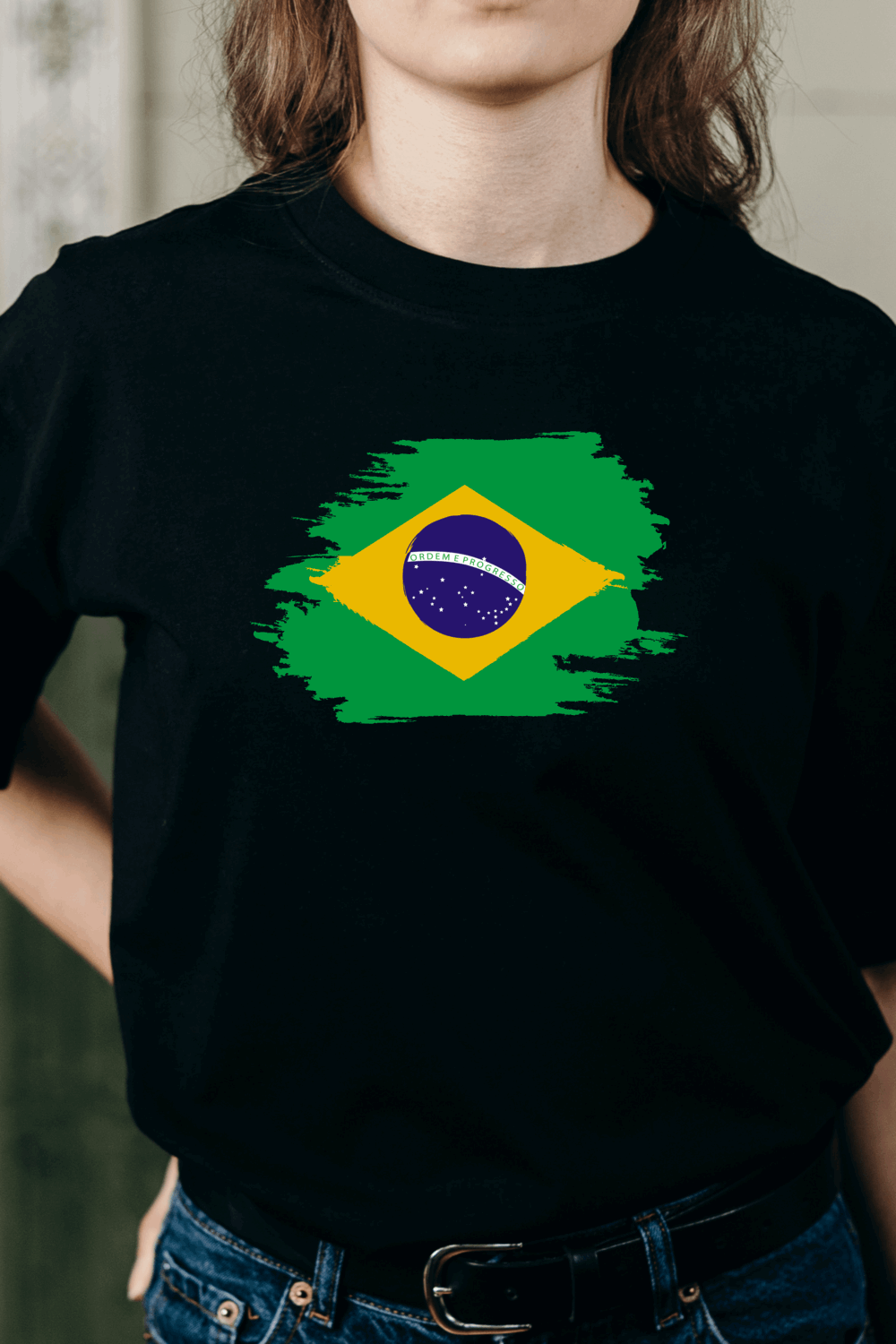 Brazil Flag Printed 100% Cotton T-Shirt