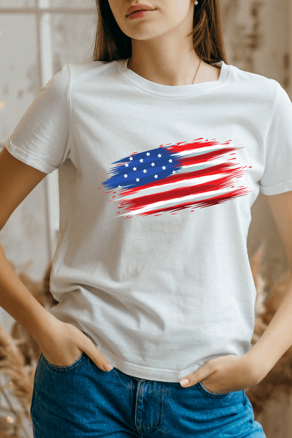 Fourth of July Parade United States Flag Cotton T-Shirt