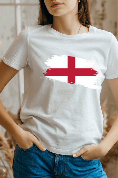 England Flag Printed 100% Cotton T-Shirt