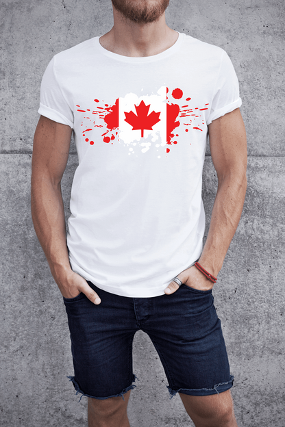 Canada Flag Printed 100% Cotton T-Shirt