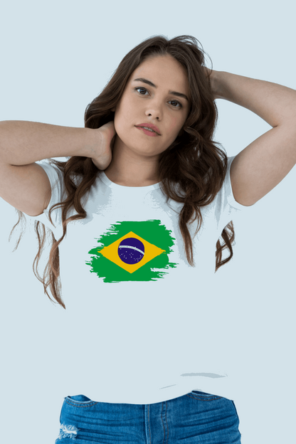 Brazil Flag Printed 100% Cotton T-Shirt