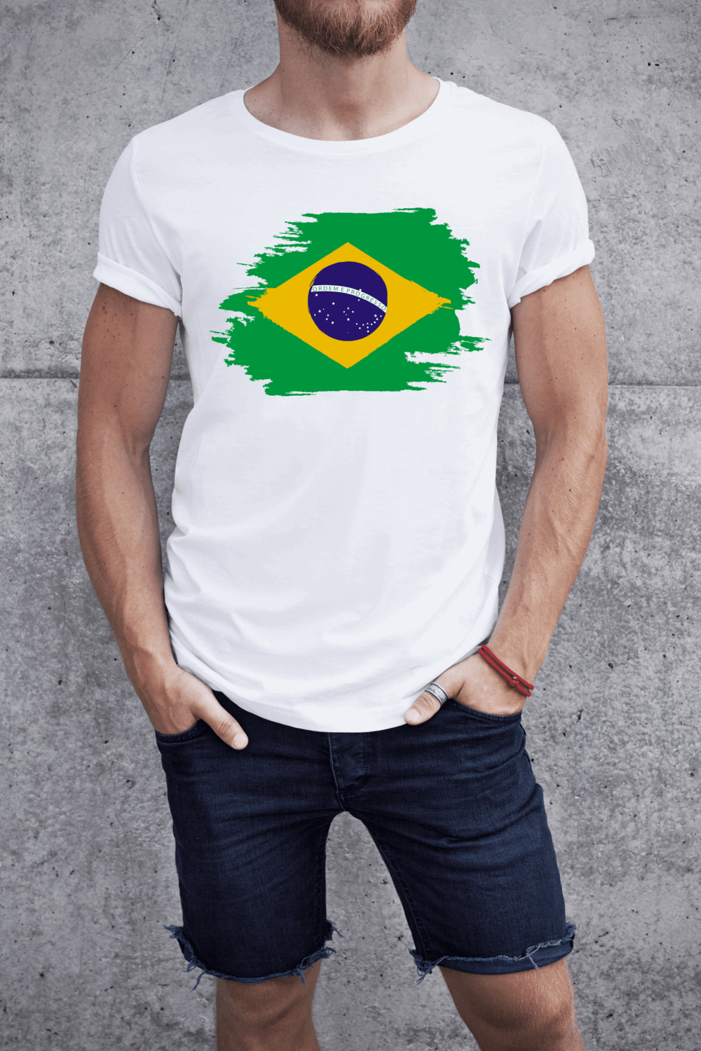 Brazil Flag Printed 100% Cotton T-Shirt