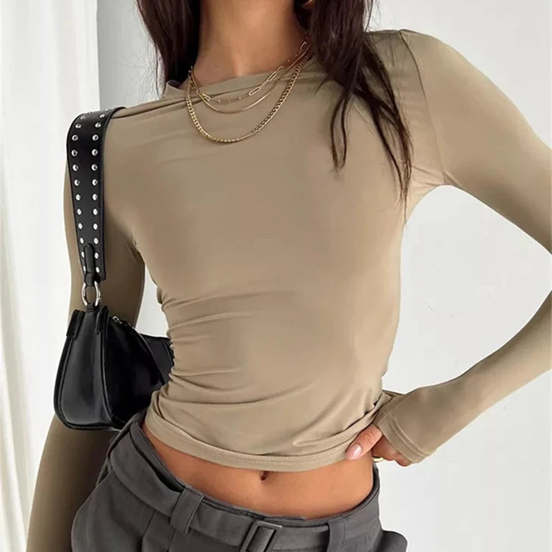 Crew Neckline Long Sleeve Crop Top