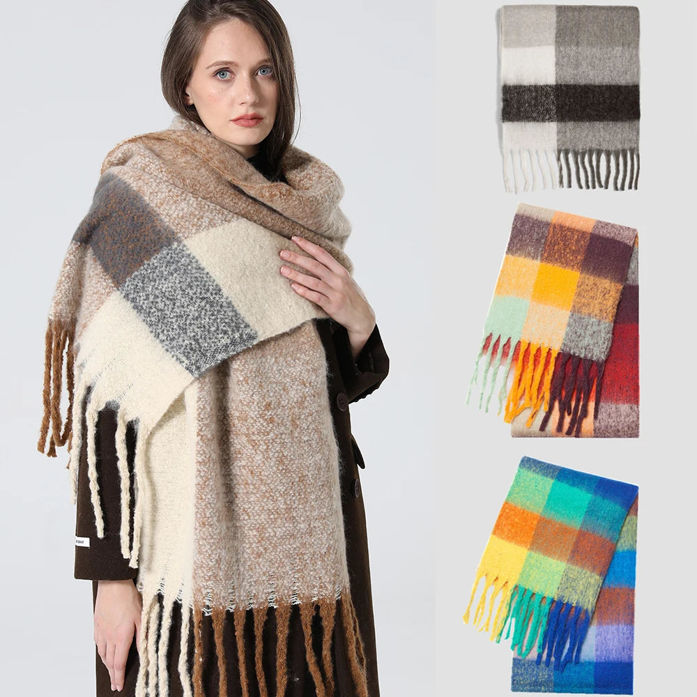 Plaid Cashmere 240*55 CM Long Thick Scarf