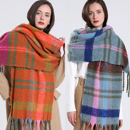 Plaid Cashmere 240*55 CM Long Thick Scarf