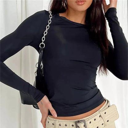 Crew Neckline Long Sleeve Crop Top